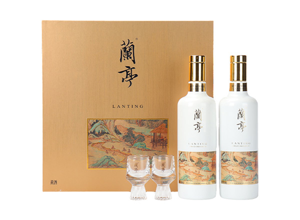 宁波会稽山兰亭黄酒回收国潮兰亭500ml*2礼盒装