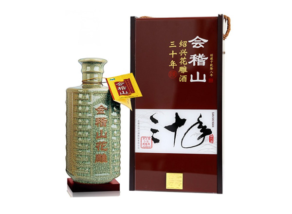 宁波会稽山黄酒回收会稽山三十年绍兴花雕酒30年木盒装2.5L黄酒